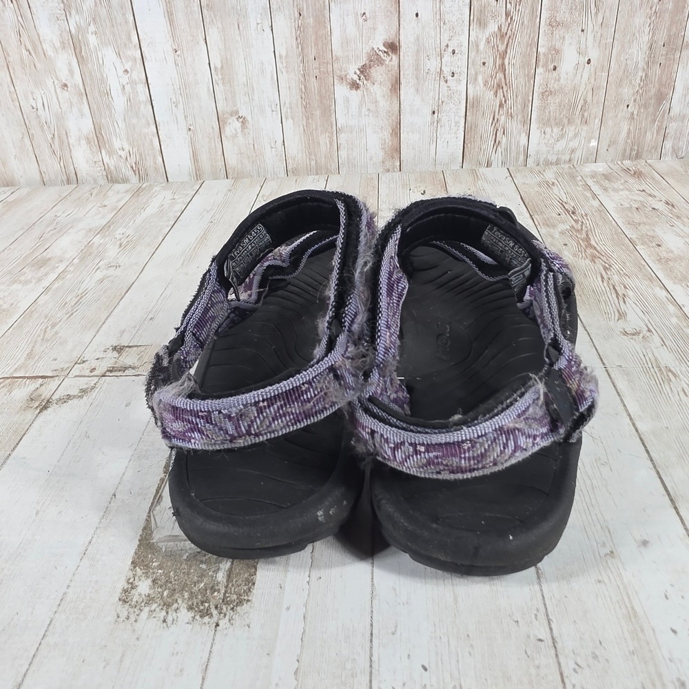 Teva Hurricane 6455 Purple Patterned Sport Sandals Womens Size 8 Black Strap - Picture 5 of 6